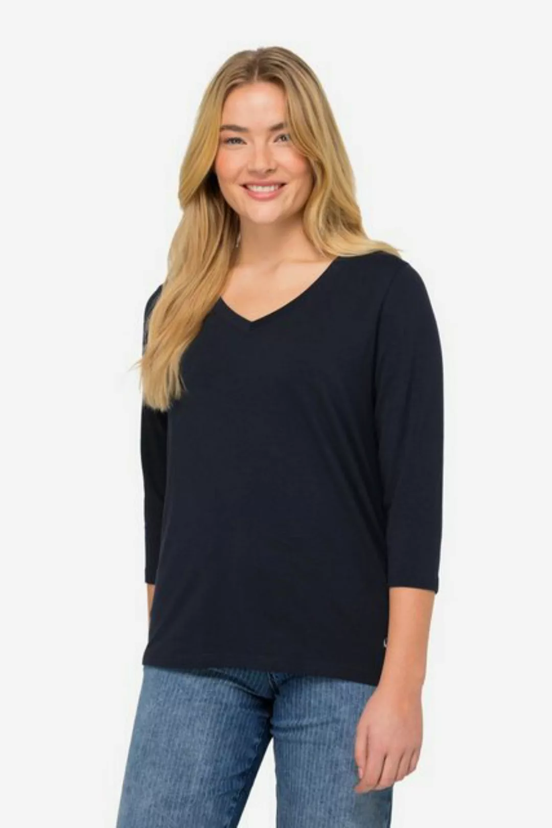 Laurasøn Rundhalsshirt Basic-Shirt V-Ausschnitt 3/4-Arm günstig online kaufen