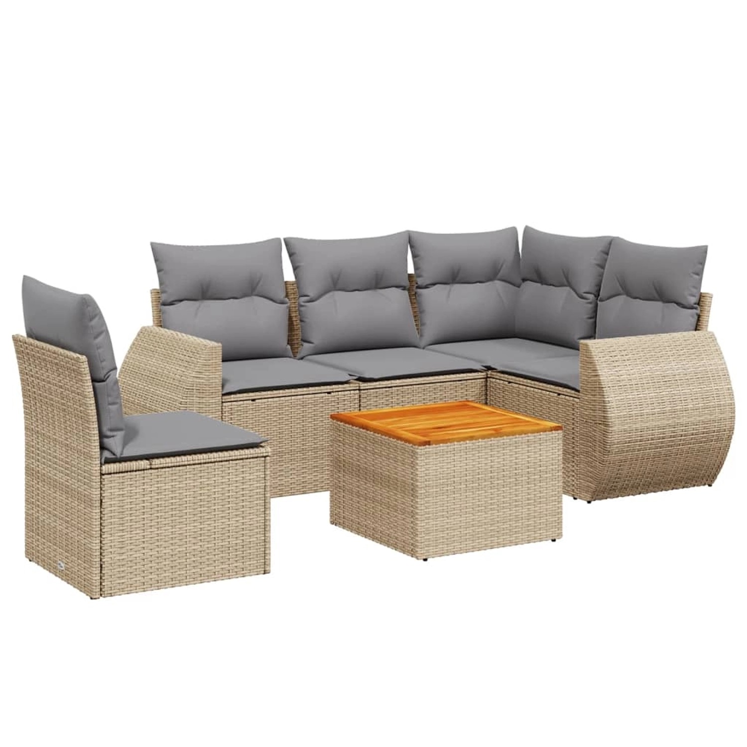 vidaXL 6-Tlg Garten-Sofagarnitur mit Kissen Beige Poly Rattan 3225009 günstig online kaufen