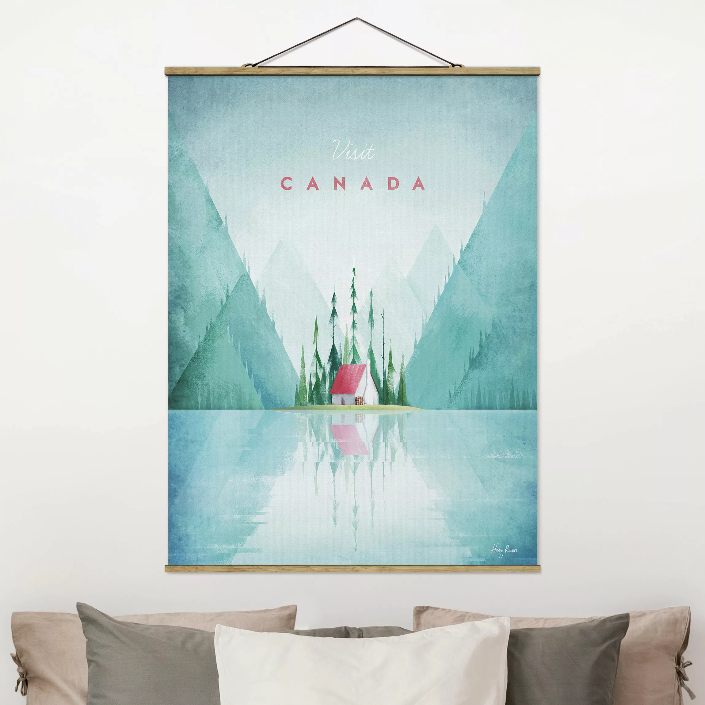 Stoffbild mit Posterleisten - Hochformat Reiseposter - Canada günstig online kaufen