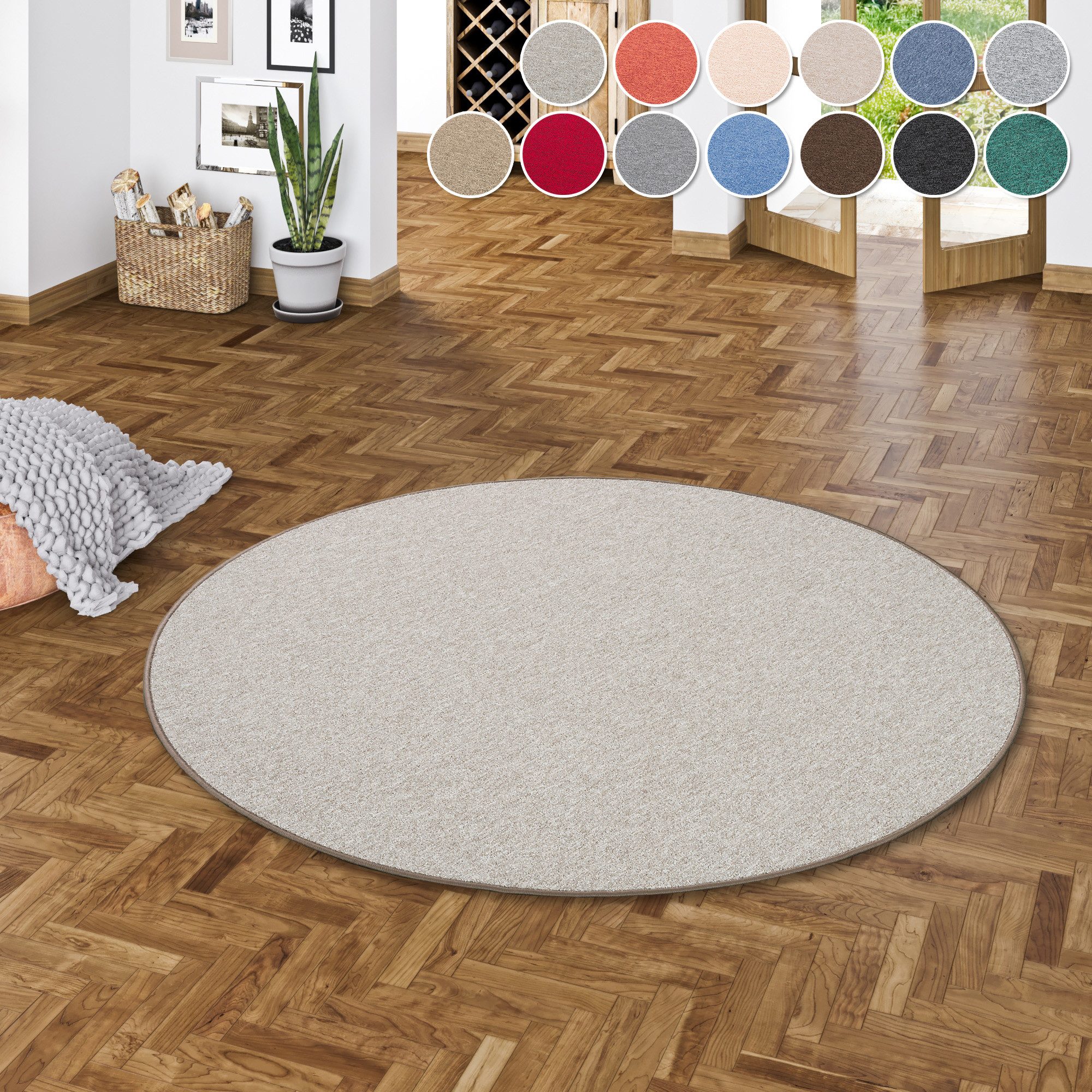 my home Teppich »Fortis, Schlinge, Made in Netherlands«, rund, 5 mm Höhe, U günstig online kaufen