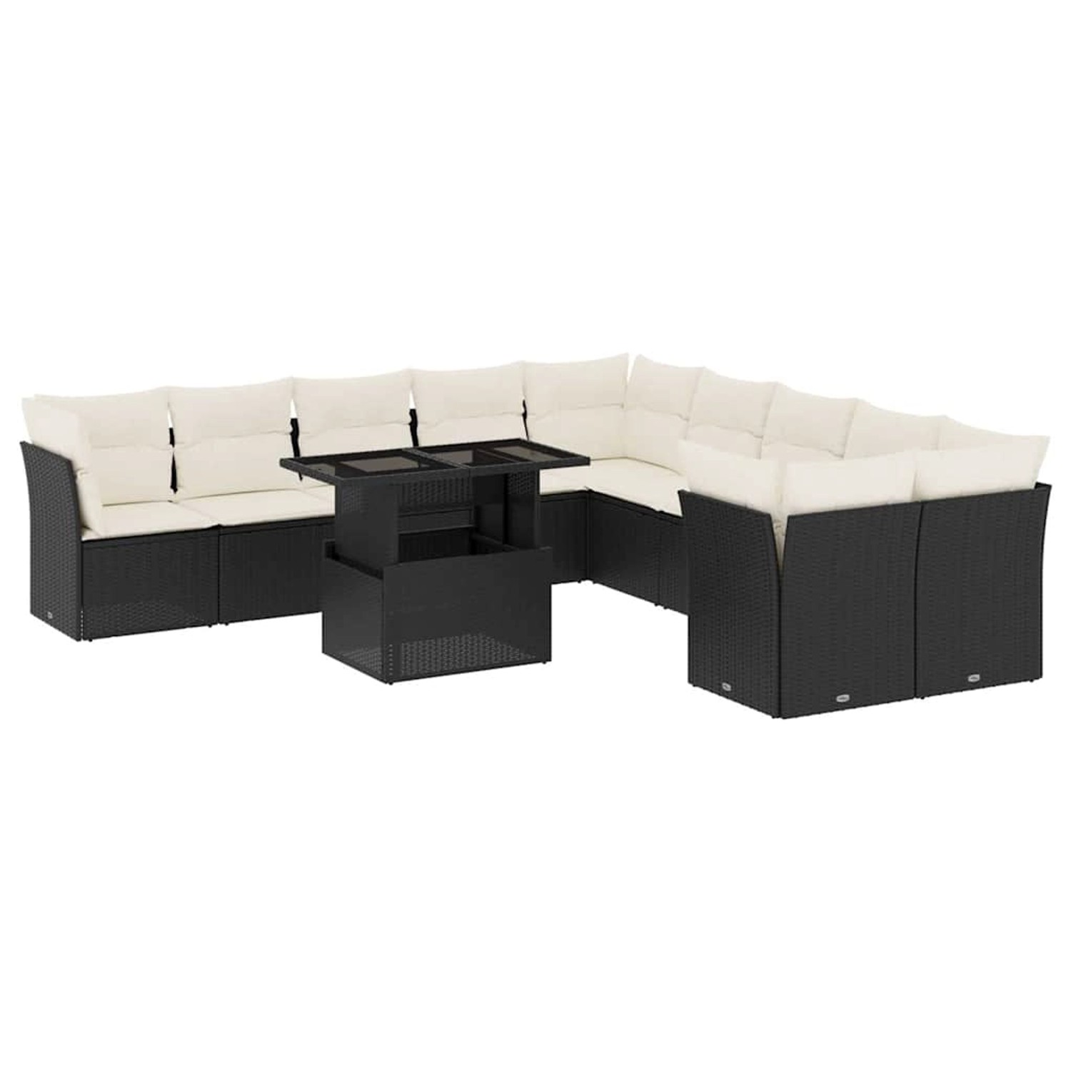 vidaXL 11-Tlg Garten-Sofagarnitur mit Kissen Schwarz Poly Rattan 3266876 günstig online kaufen