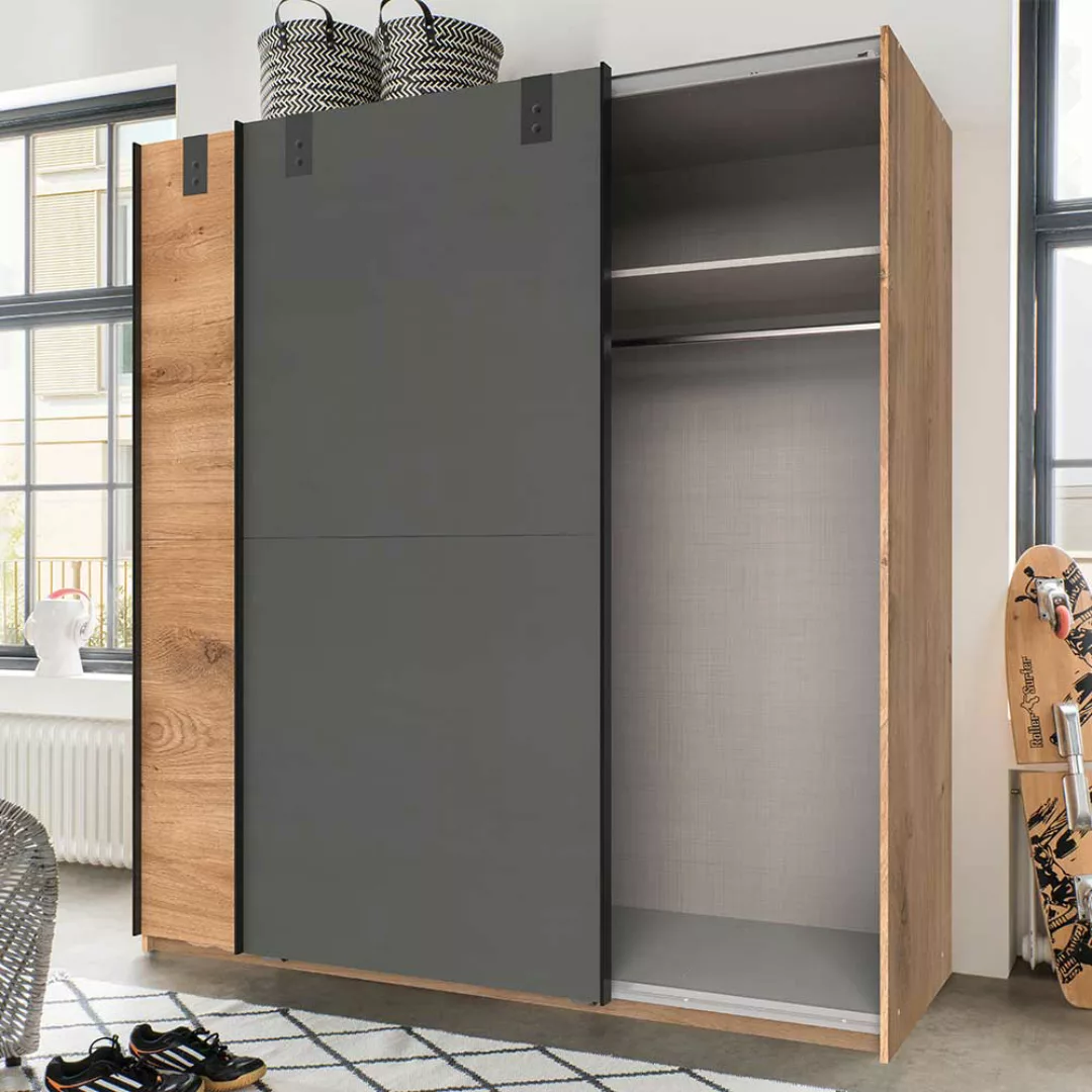 Schiebetürenschrank Schlafzimmer im Industry und Loft Stil 180 cm breit günstig online kaufen