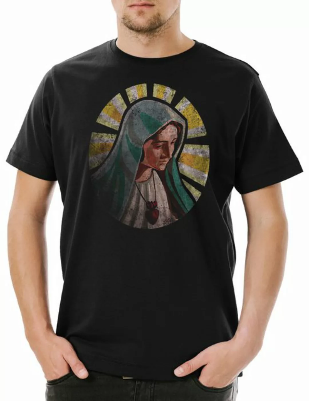 Urban Backwoods Print-Shirt Holy Mary Herren T-Shirt Heilige Maria Mutter G günstig online kaufen