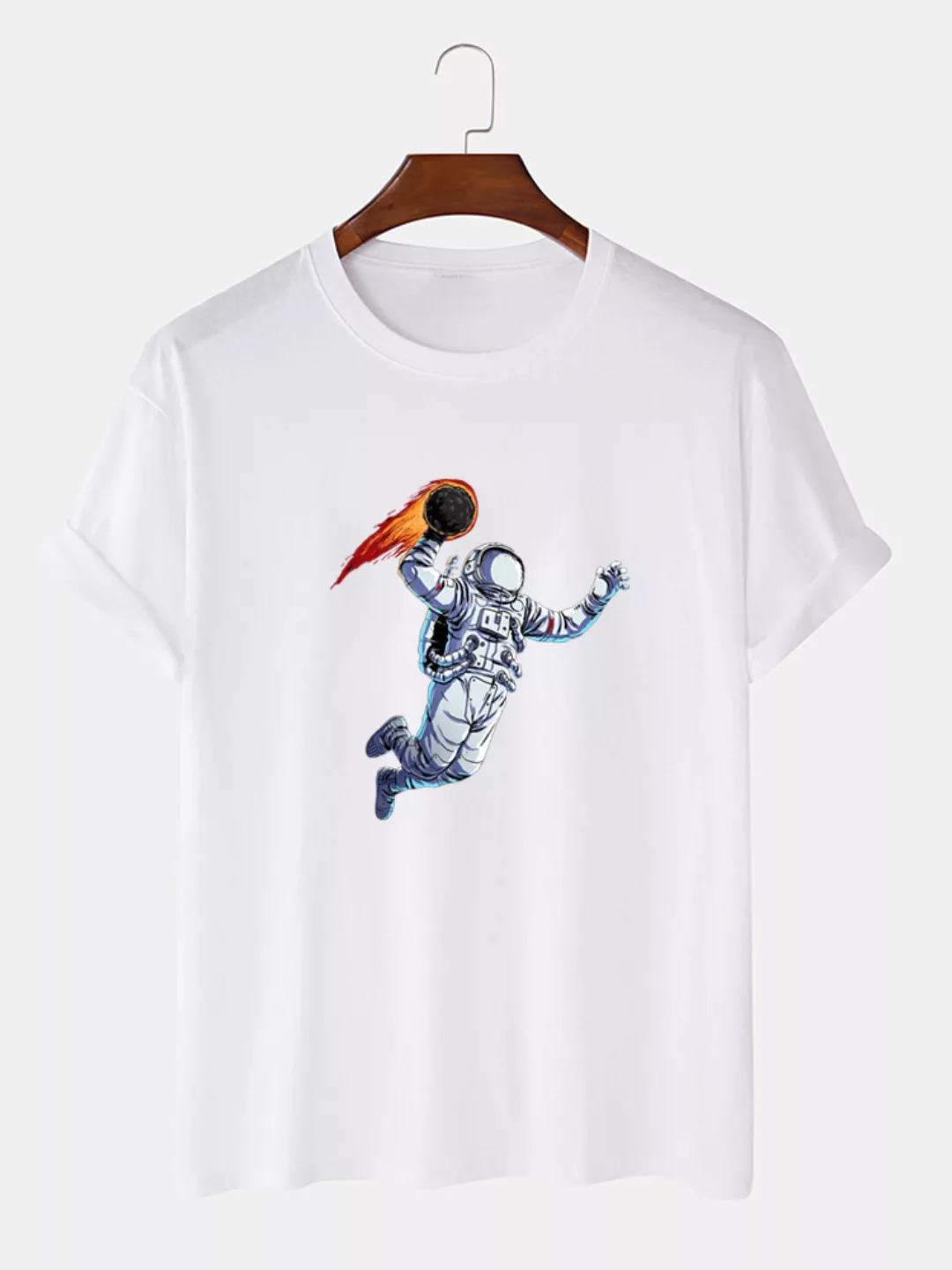 Herren 100% Baumwolle Funny Astronaut Print Lose dünne atmungsaktive Casual günstig online kaufen