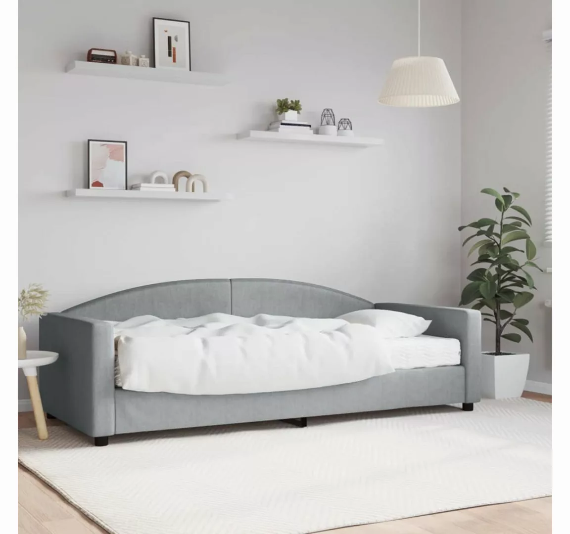 vidaXL Bett, Tagesbett mit Matratze Hellgrau 90x200 cm Stoff günstig online kaufen