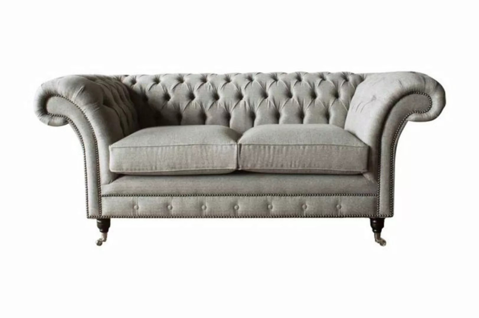 JVmoebel Sofa Chesterfield Grau Sofa 2 Sitz Couch Holz Möbel Couchen Neu, M günstig online kaufen