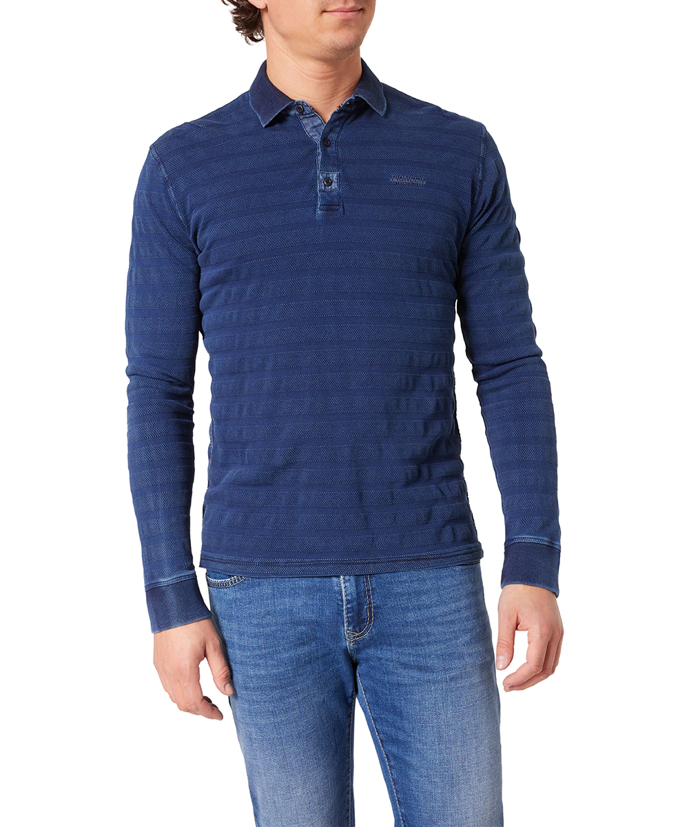 Pioneer Authentic Jeans Langarm-Poloshirt mit Streifenmuster günstig online kaufen