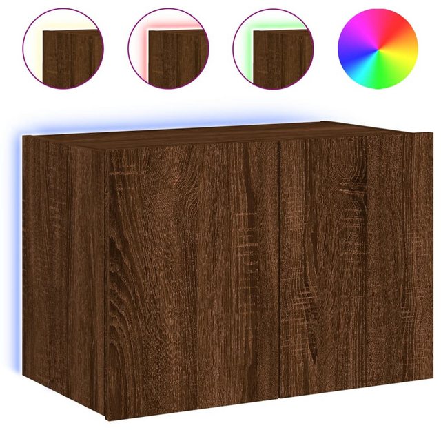 vidaXL TV-Schrank TV-Wandschrank mit LED-Leuchten Braun Eichen-Optik 60x35x günstig online kaufen