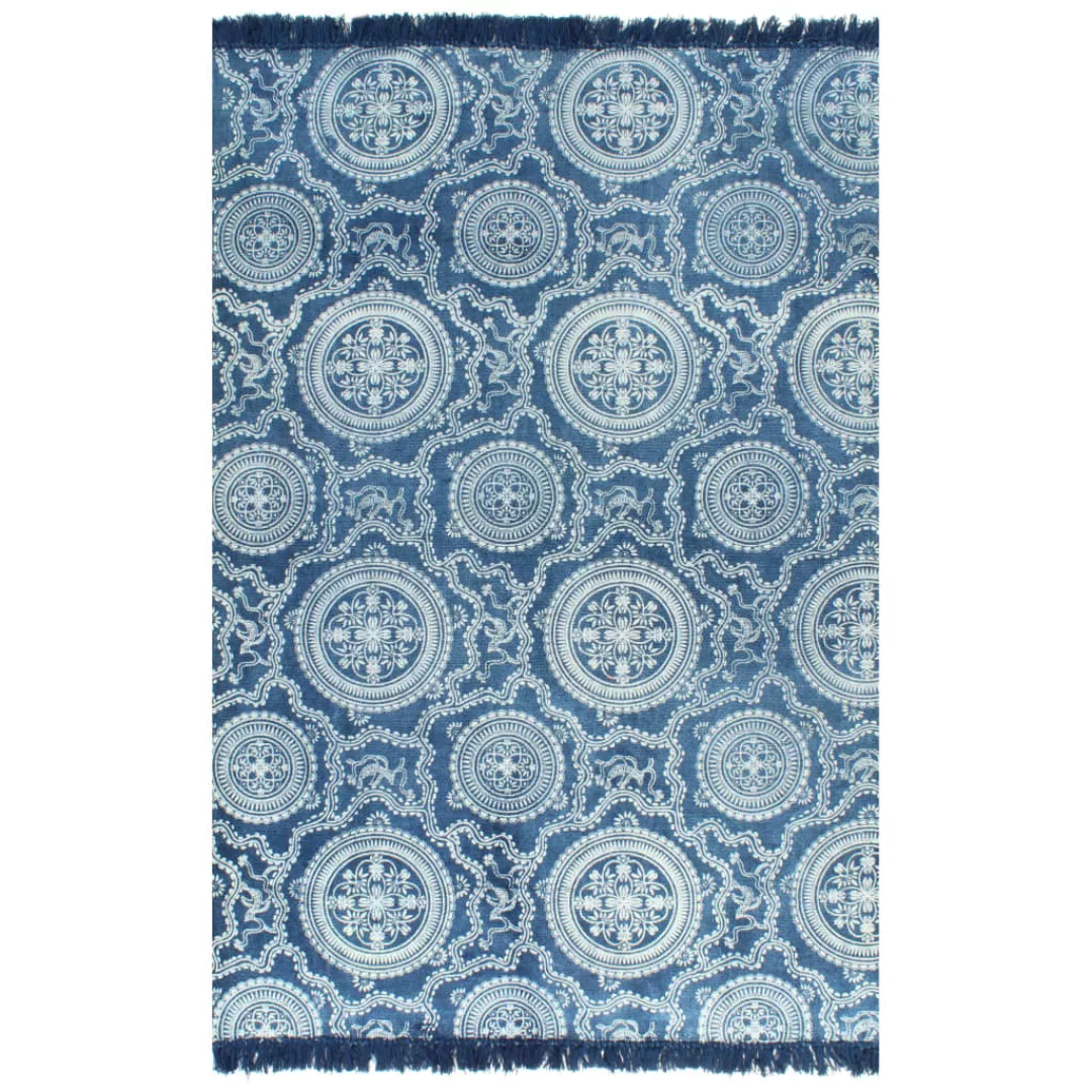 Kelim-teppich Baumwolle 160x230 Cm Mit Muster Blau günstig online kaufen