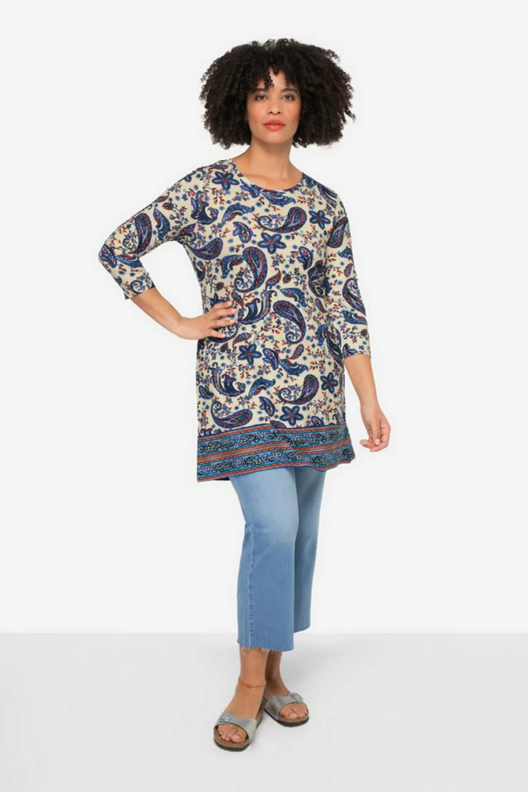 Angel of Style Longshirt Shirt-Tunika A-Linie Paisley-Muster Rundhals günstig online kaufen