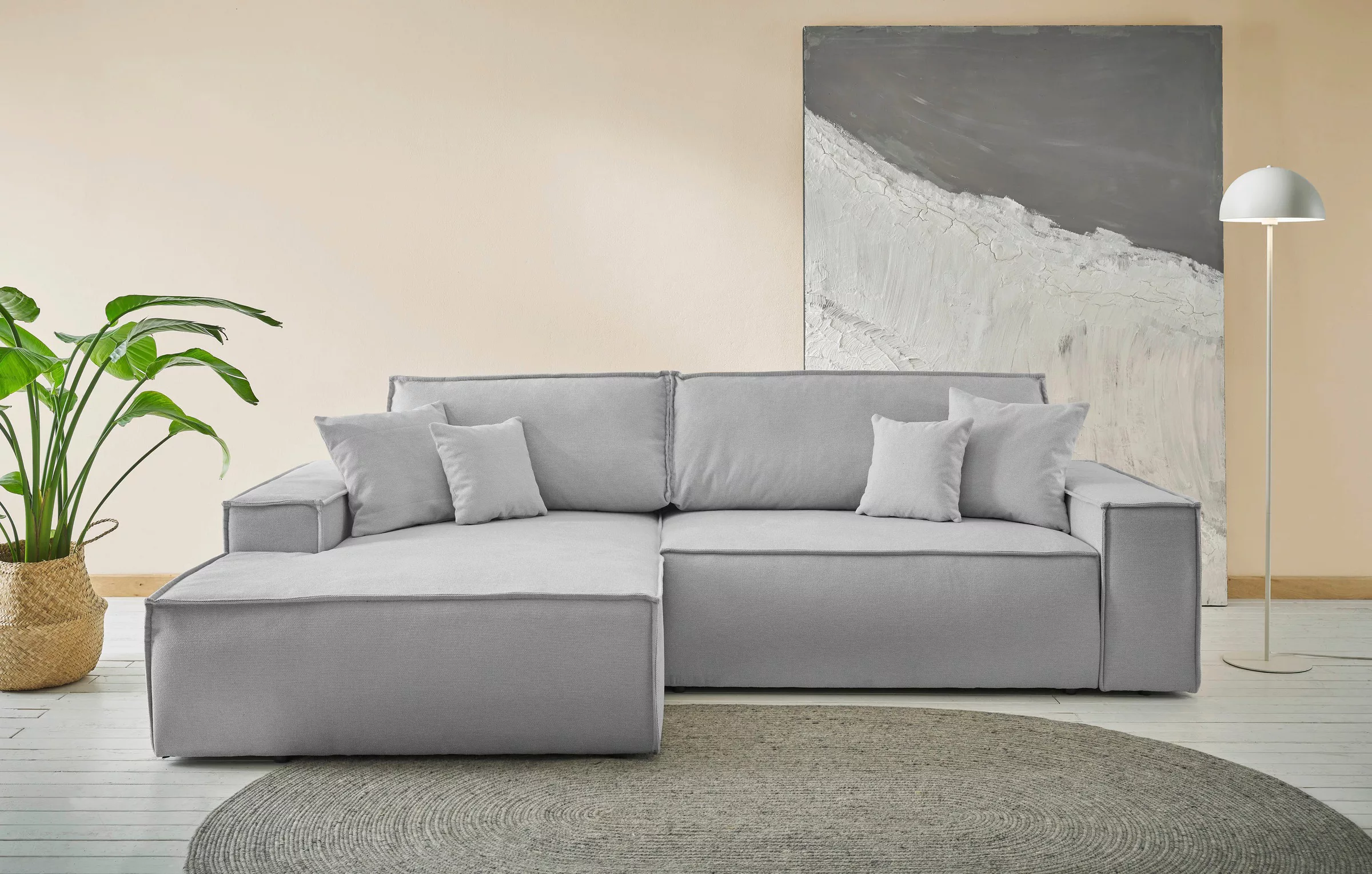 andas Ecksofa "Finnley Schlafsofa 267 cm in Bouclé u. Struktur fein, L-Form günstig online kaufen