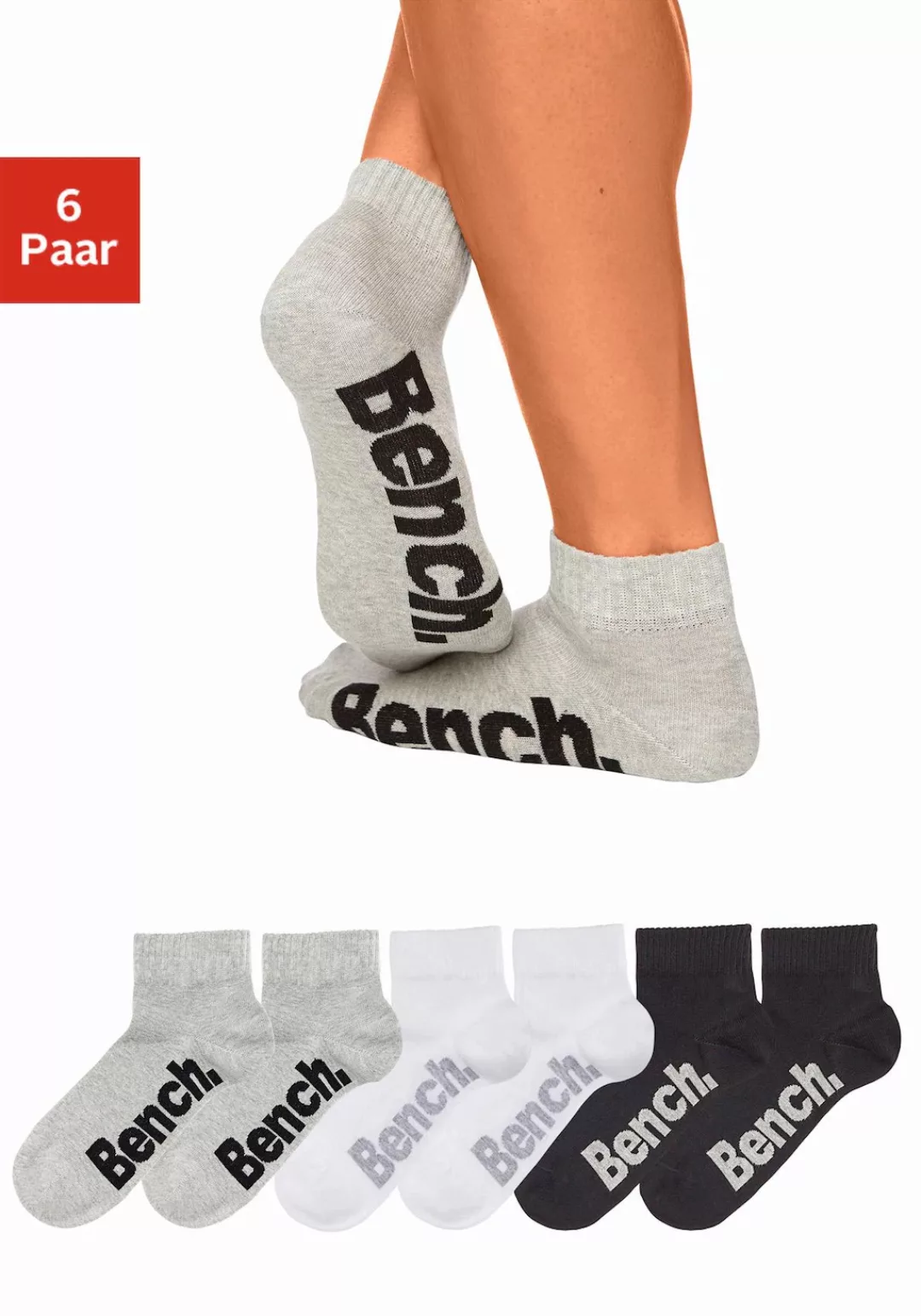 Bench. Kurzsocken, (Packung, 6 Paar), mit komfortablem Rippbündchen günstig online kaufen