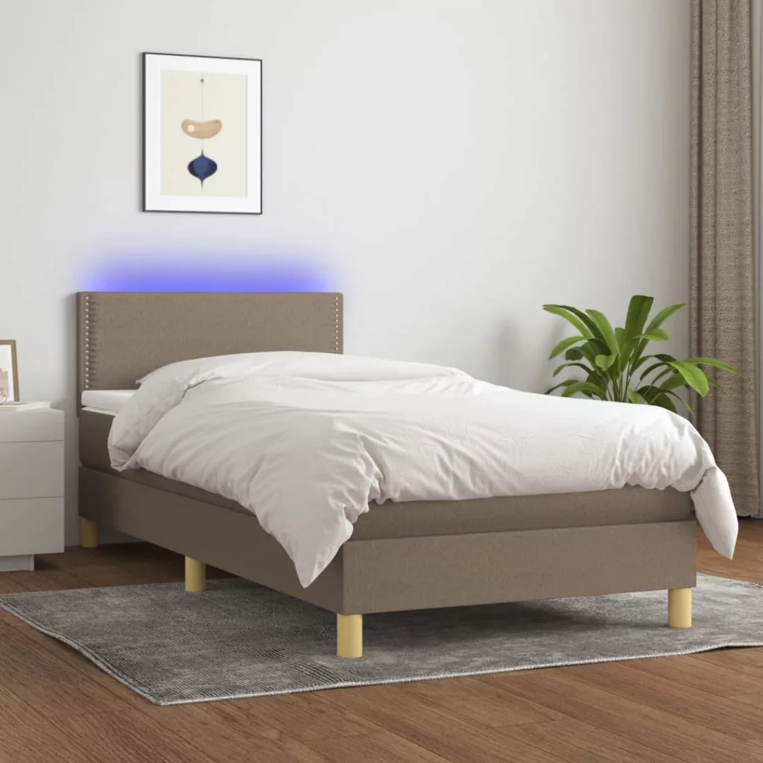 Vidaxl Boxspringbett Mit Matratze & Led Taupe 100x200 Cm Stoff günstig online kaufen