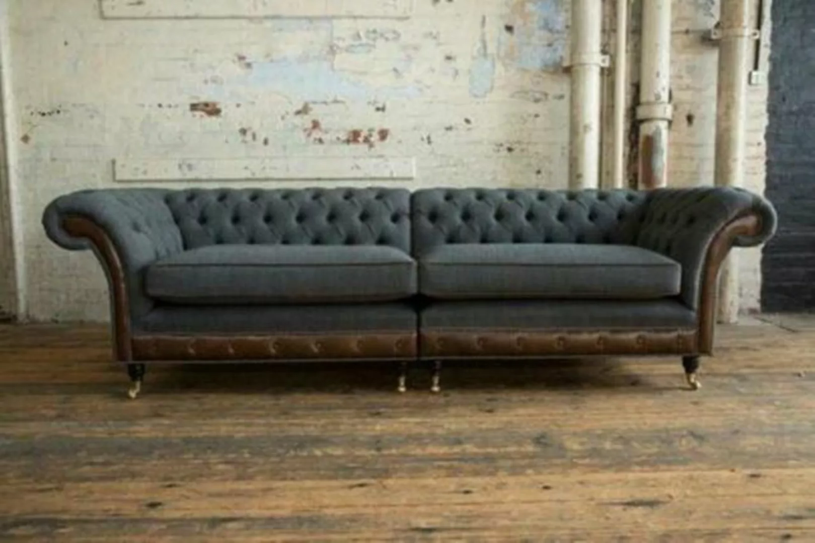 JVmoebel Chesterfield-Sofa, XXL Sofa 4 Sitzer Couch Schwarz Chesterfield Po günstig online kaufen