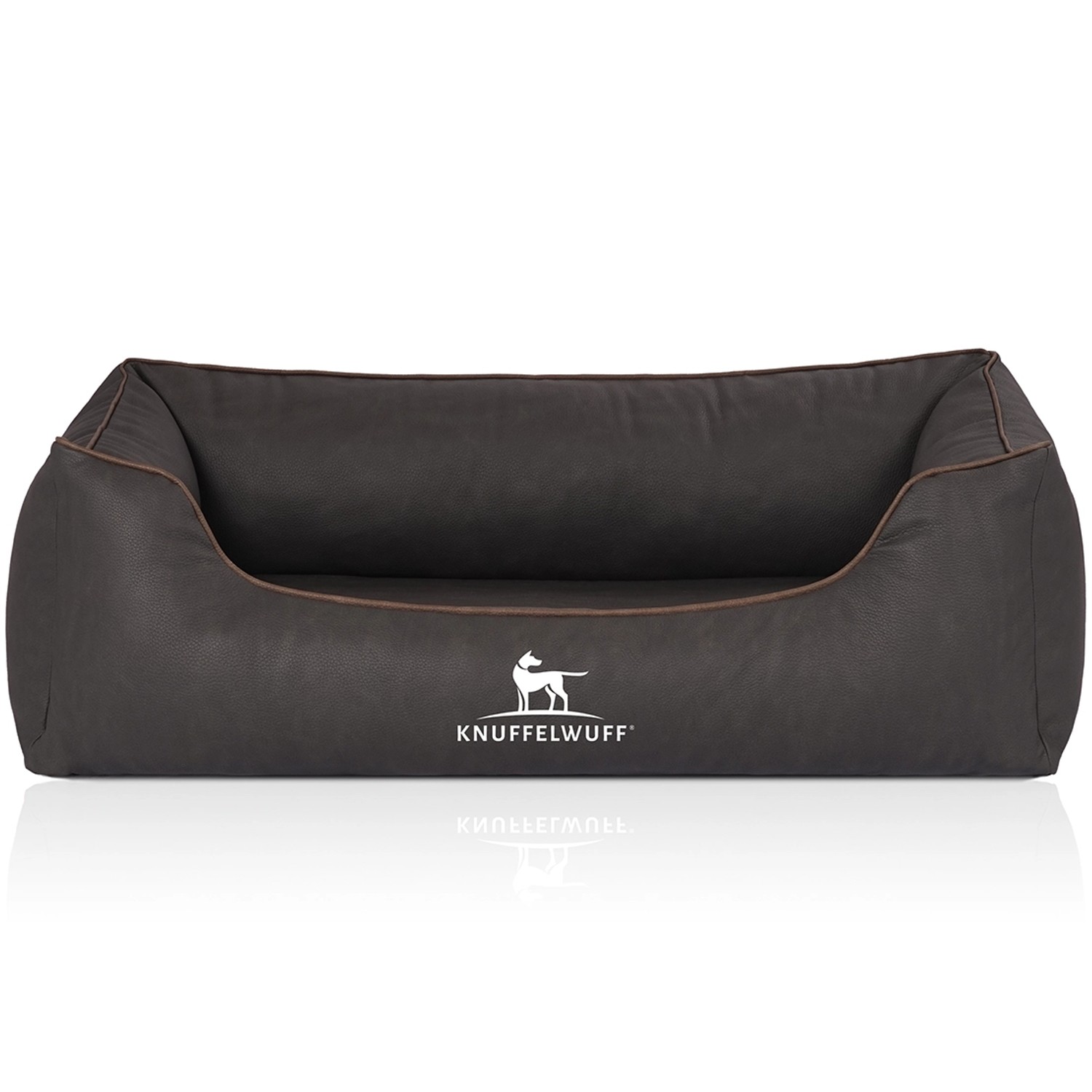 Knuffelwuff Hundebett Rockland Orthopädisch Kunstleder M-L 85 x 63cm Schwar günstig online kaufen