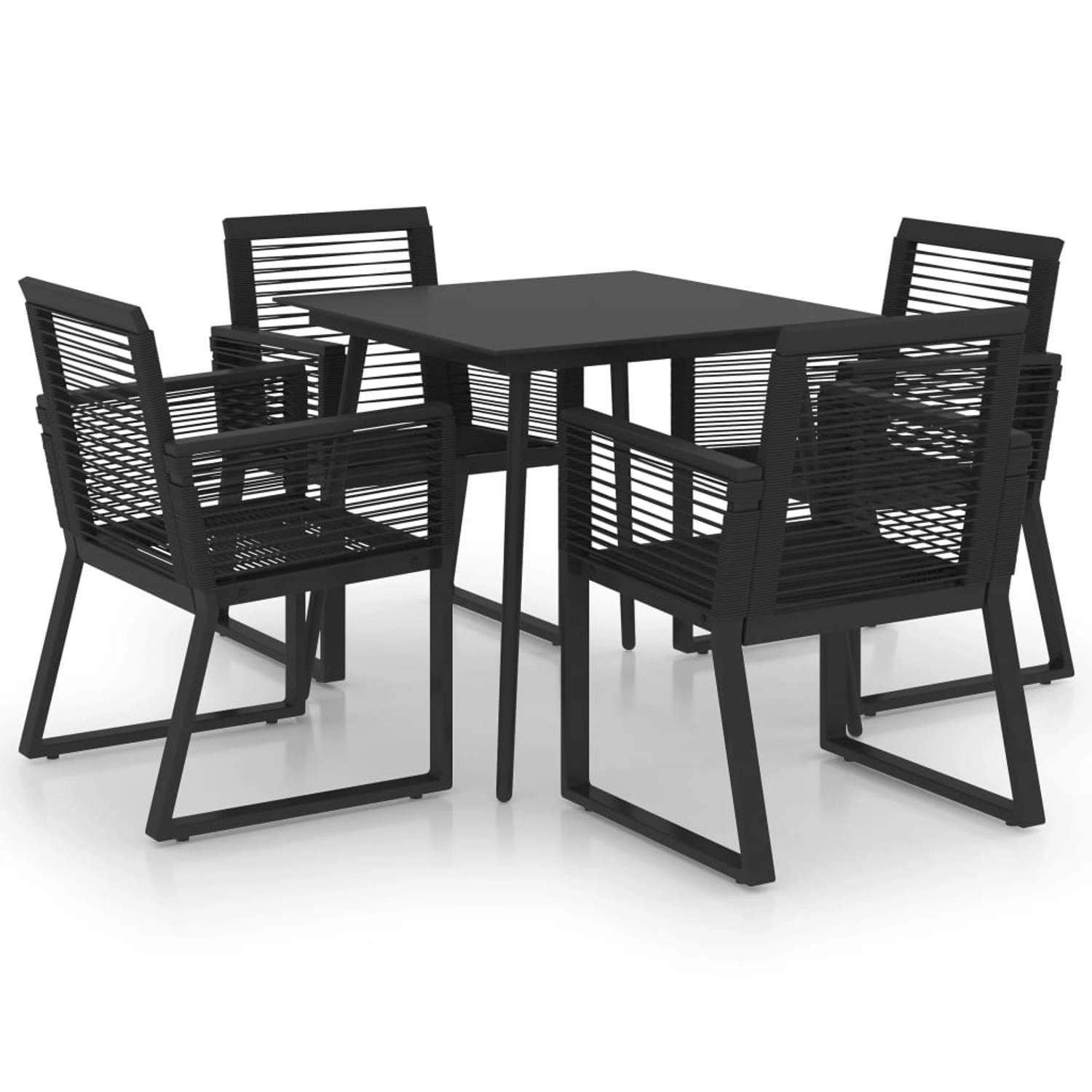 5-tlg. Garten-essgruppe Pvc Rattan Schwarz günstig online kaufen