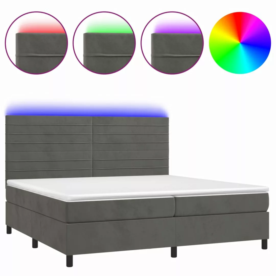 Vidaxl Boxspringbett Mit Matratze & Led Dunkelgrau 200x200 Cm Samt günstig online kaufen