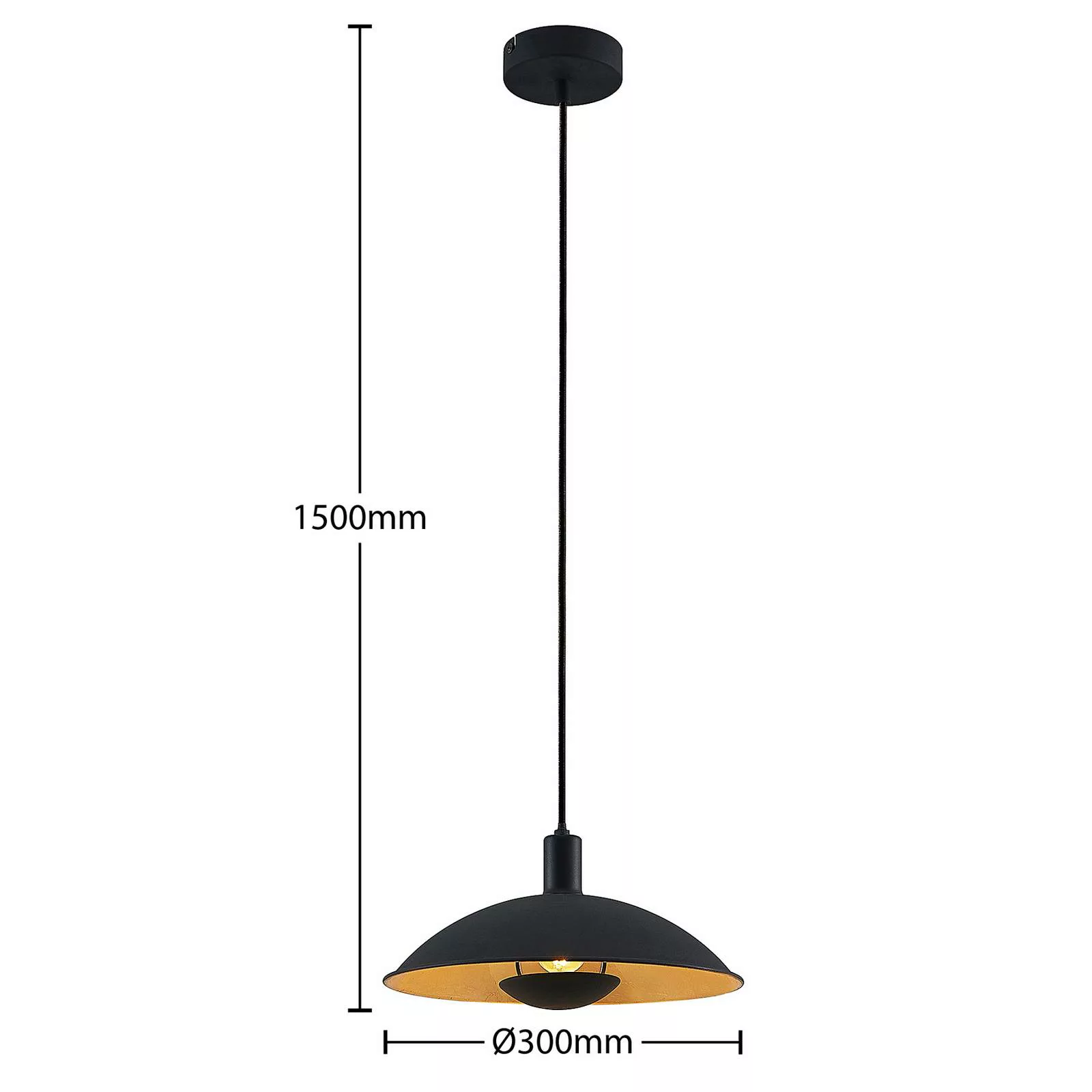 Lindby Narisara Hängelampe schwarz-gold 1fl. 30 cm günstig online kaufen