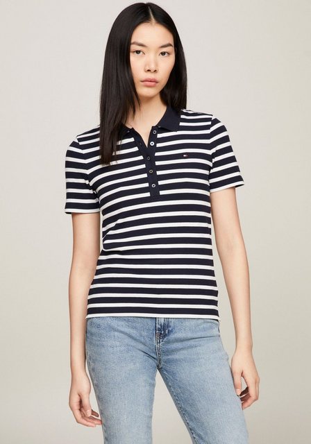 Tommy Hilfiger Poloshirt 1985 SLIM PIQUE STRIPE POLO SS mit dezenter Tommy günstig online kaufen