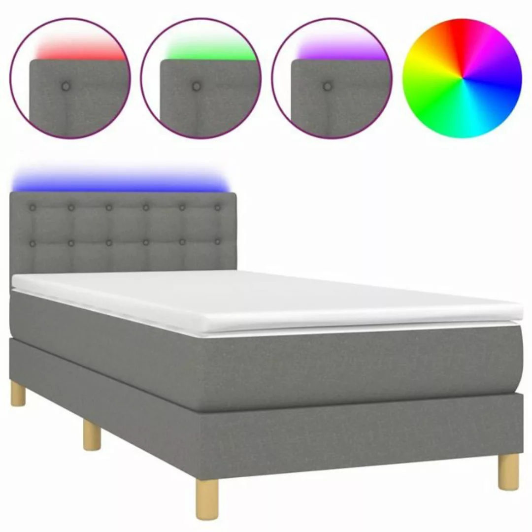 vidaXL Bettgestell Boxspringbett mit Matratze LED Dunkelgrau 90x190 cm Stof günstig online kaufen