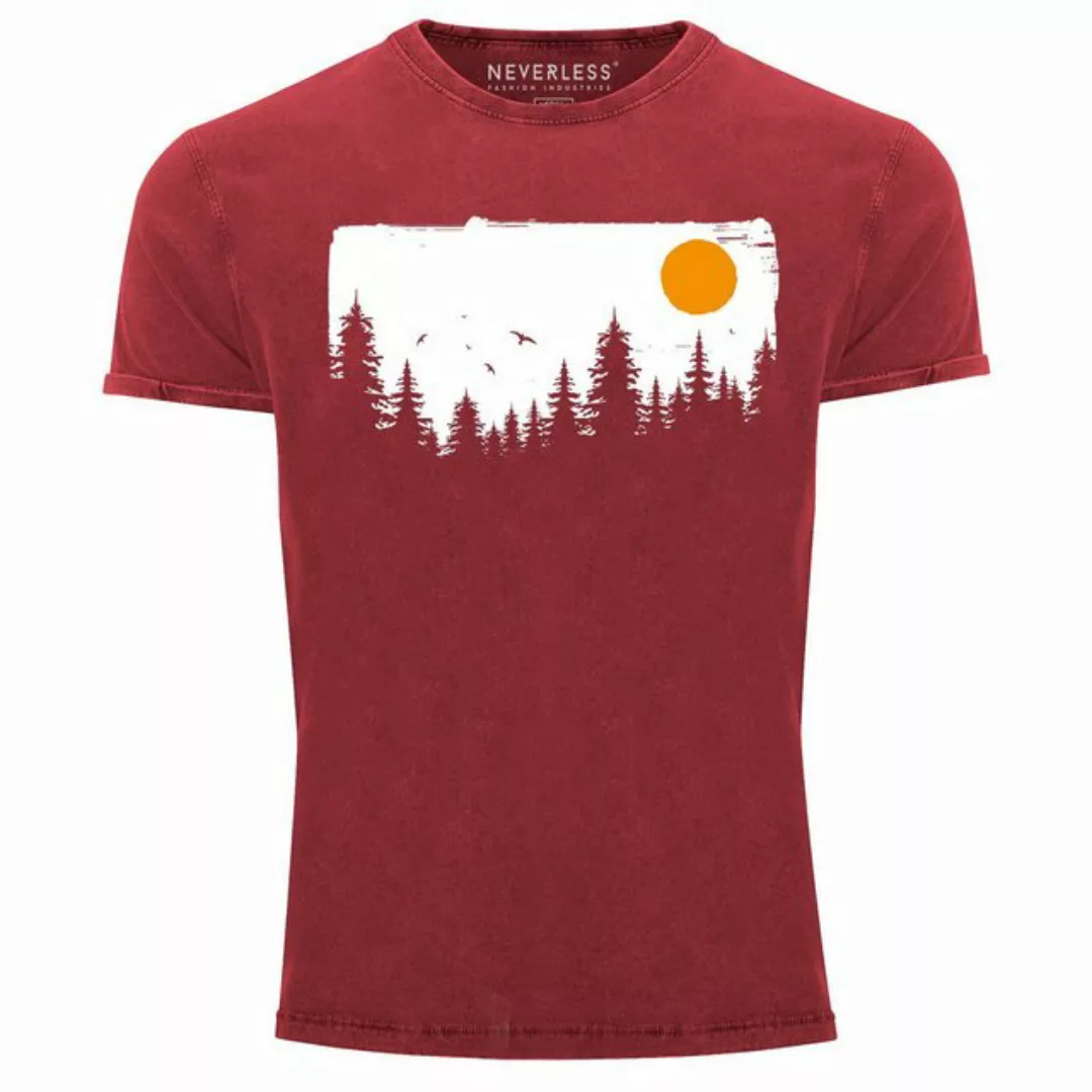 Neverless Print-Shirt Herren Vintage Shirt Wald Bäume Outdoor Adventure Abe günstig online kaufen