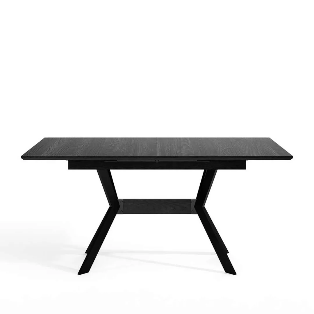 Schwarzer Esstisch ausziehbar mit einer Einlegeplatte 75 cm hoch günstig online kaufen
