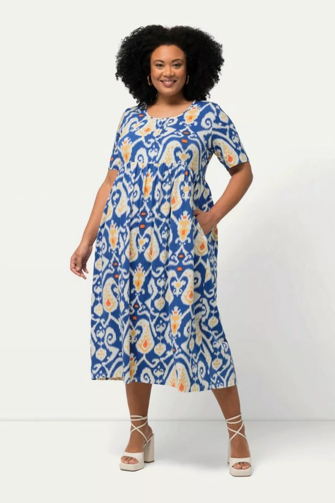 Ulla Popken Jerseykleid Jerseykleid Paisley A-Linie Rundhals Halbarm günstig online kaufen