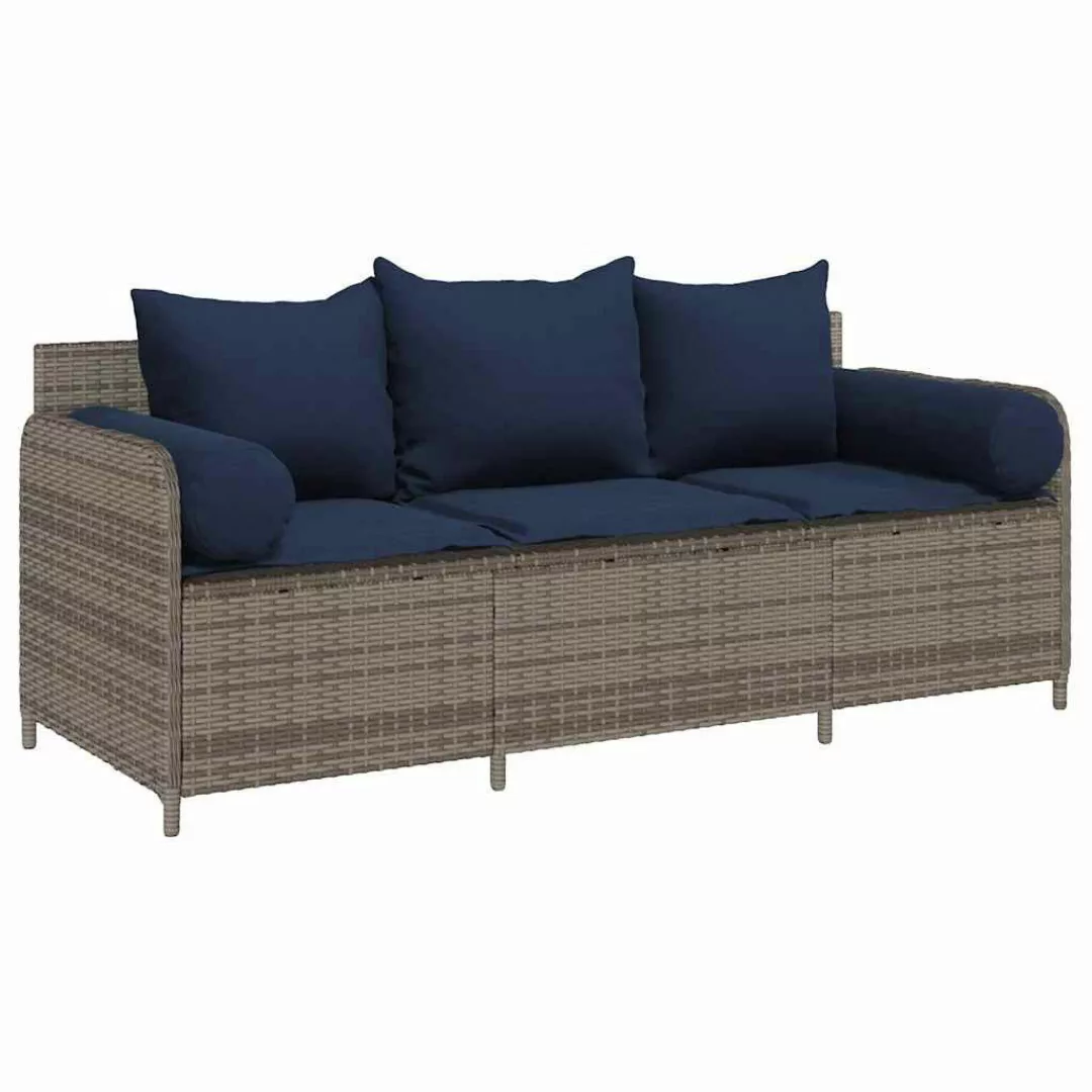 vidaXL Loungesofa Gartensofa mit Kissen 3-Sitzer günstig online kaufen