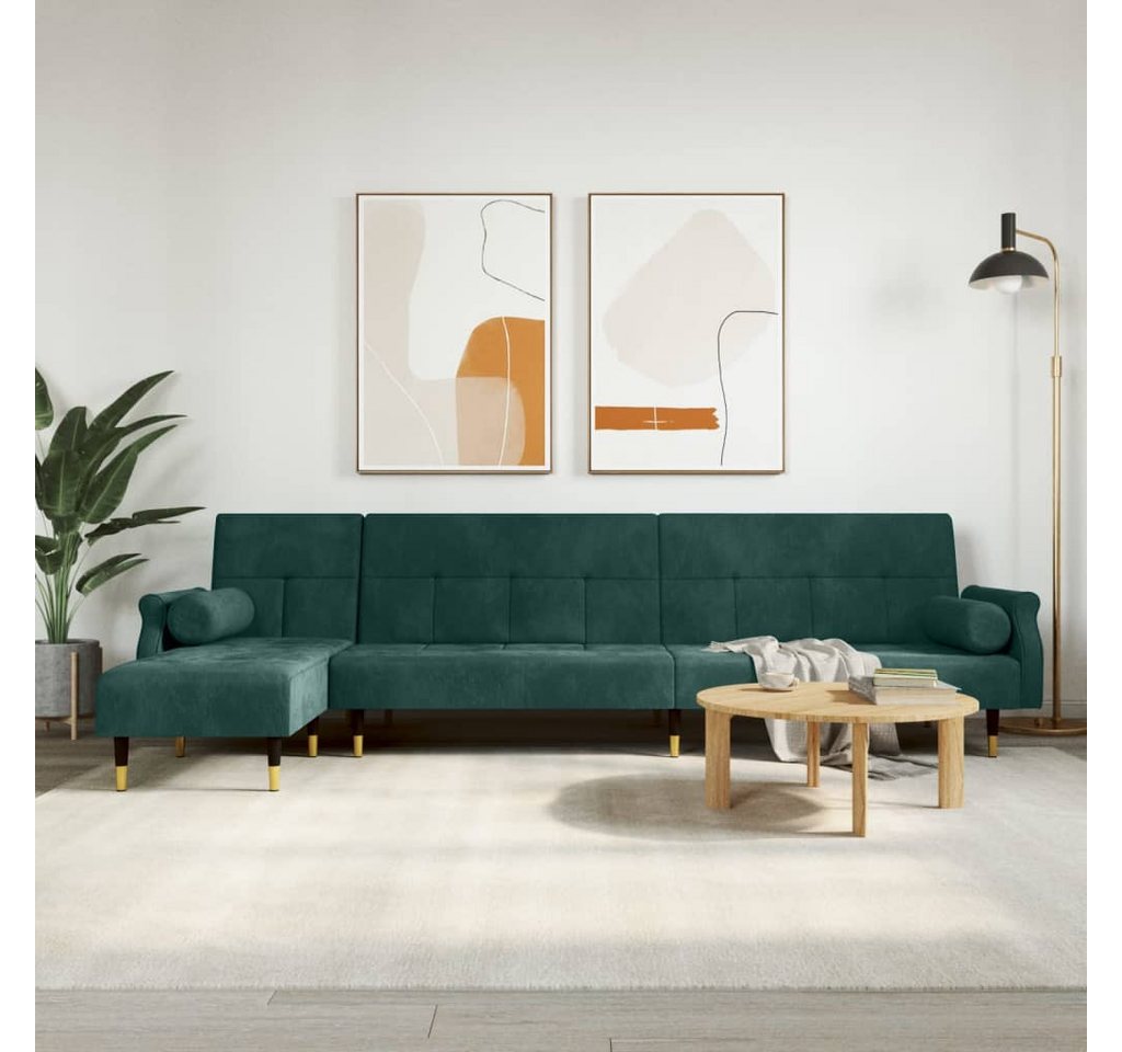 vidaXL Sofa Schlafsofa in L-Form Dunkelgrün 271x140x70 cm Samt Chaiselongue günstig online kaufen