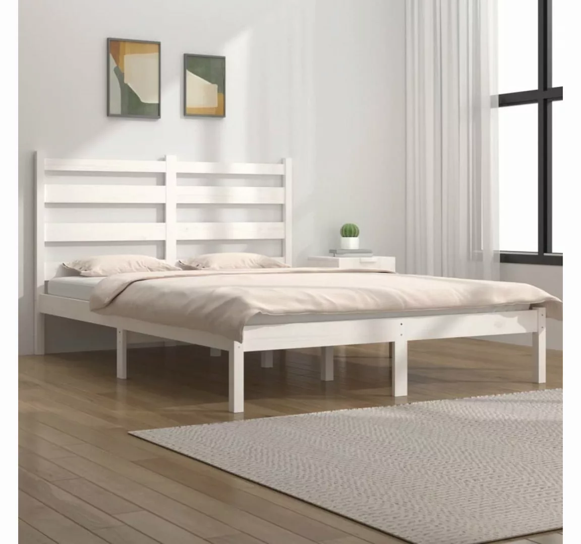furnicato Bett Massivholzbett Weiß Kiefer 180x200 cm günstig online kaufen