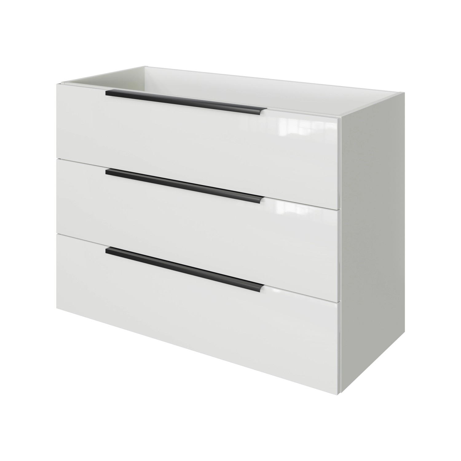 Pelipal Waschbeckenunterschrank Quantum 07 Schneeweiß Glanz 100 cm 3 Auszüg günstig online kaufen