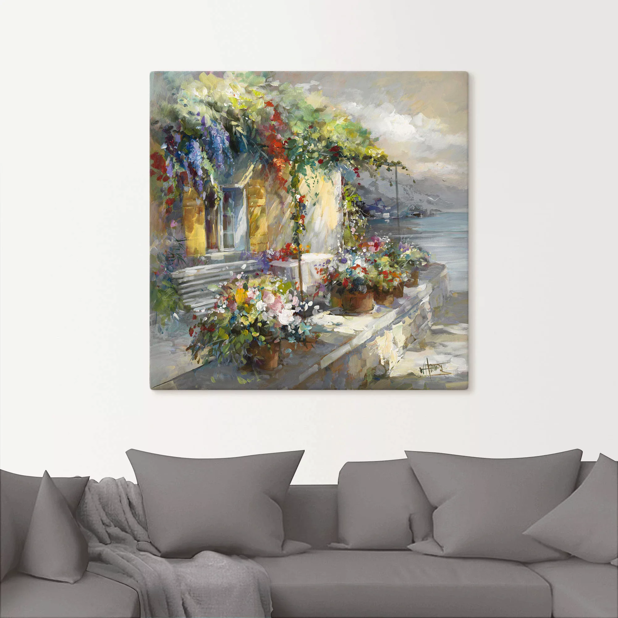 Artland Leinwandbild "Veranda am See", Garten, (1 St.), auf Keilrahmen gesp günstig online kaufen