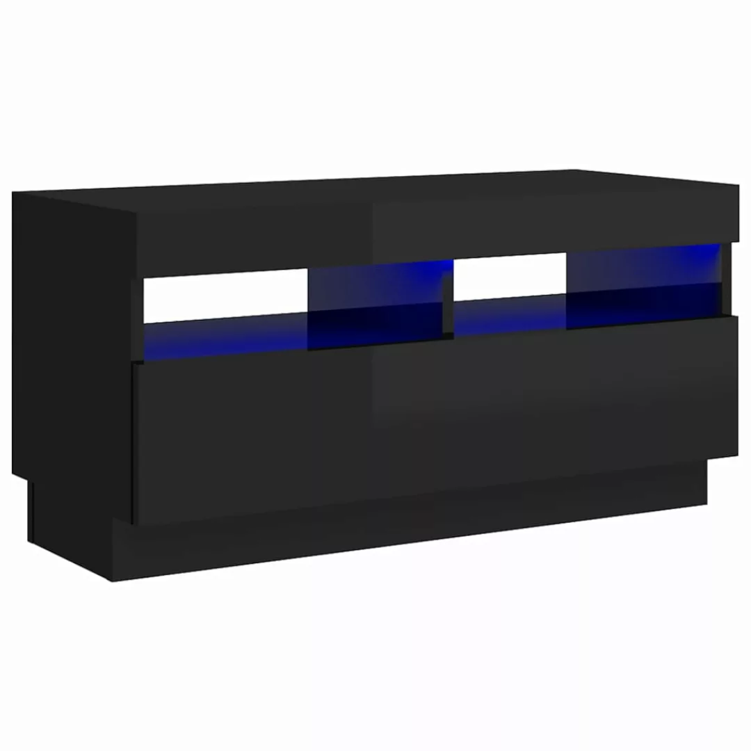 Tv-schrank Mit Led-leuchten Hochglanz-schwarz 80x35x40 Cm günstig online kaufen