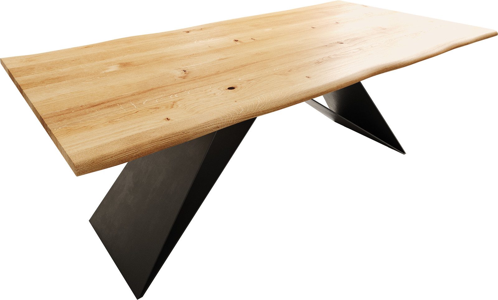 DELIFE Esstisch Edge, Eiche Natur 200x100x2,5-3 günstig online kaufen