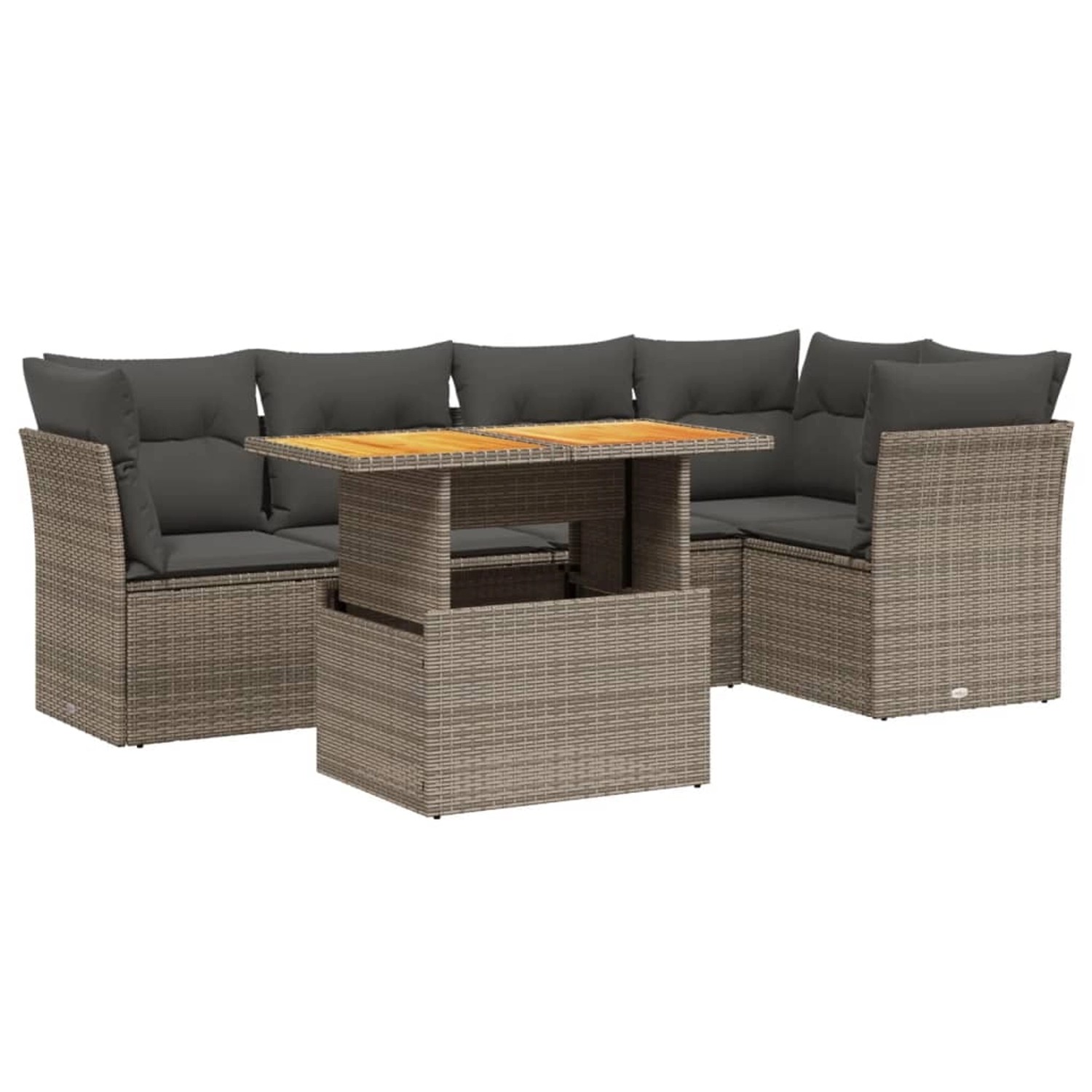 vidaXL 5-Tlg Garten-Sofagarnitur mit Kissen Grau Poly Rattan 3270822 günstig online kaufen