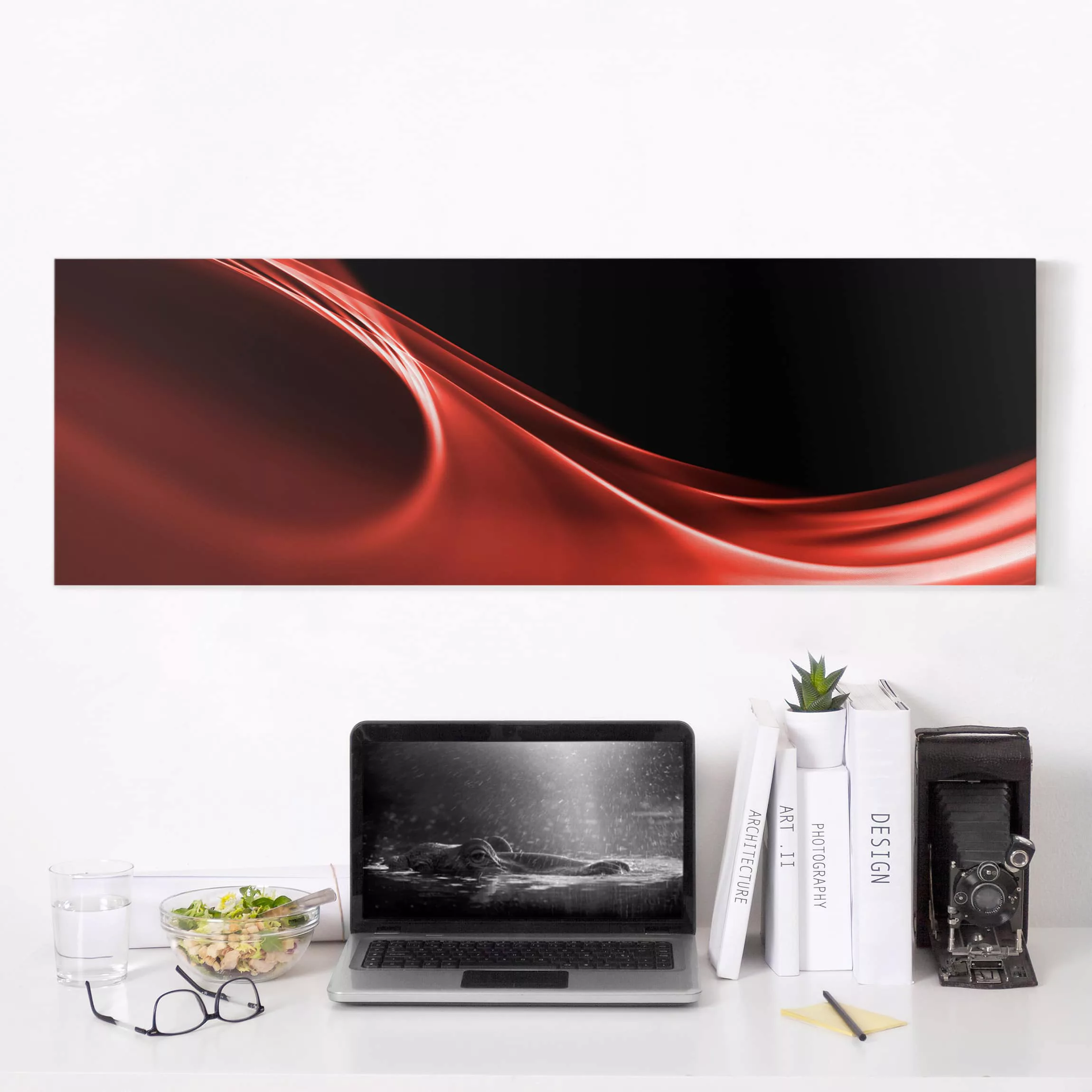 Leinwandbild Abstrakt - Panorama Red Wave günstig online kaufen