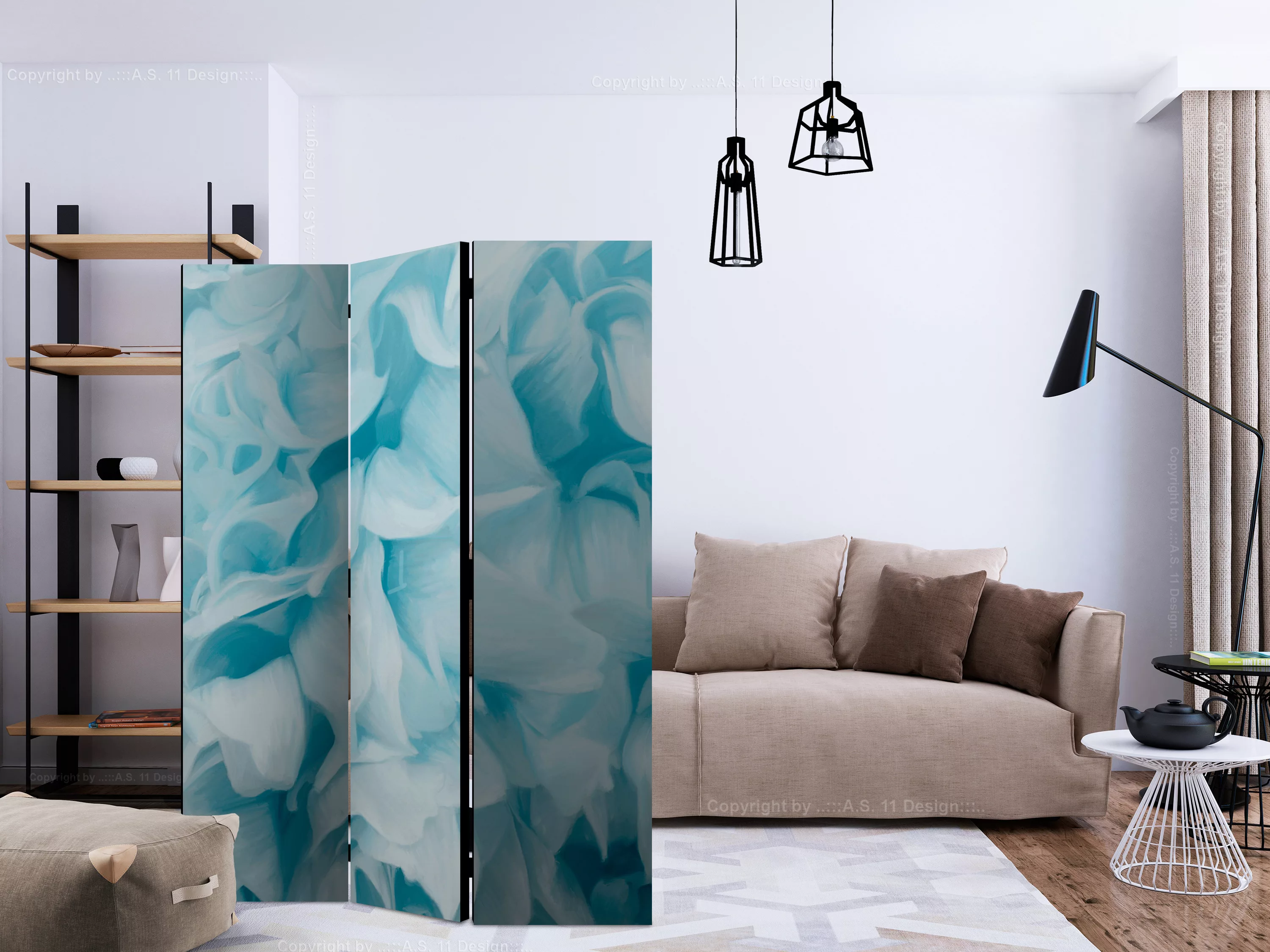 3-teiliges Paravent - Azalea (blue) [room Dividers] günstig online kaufen