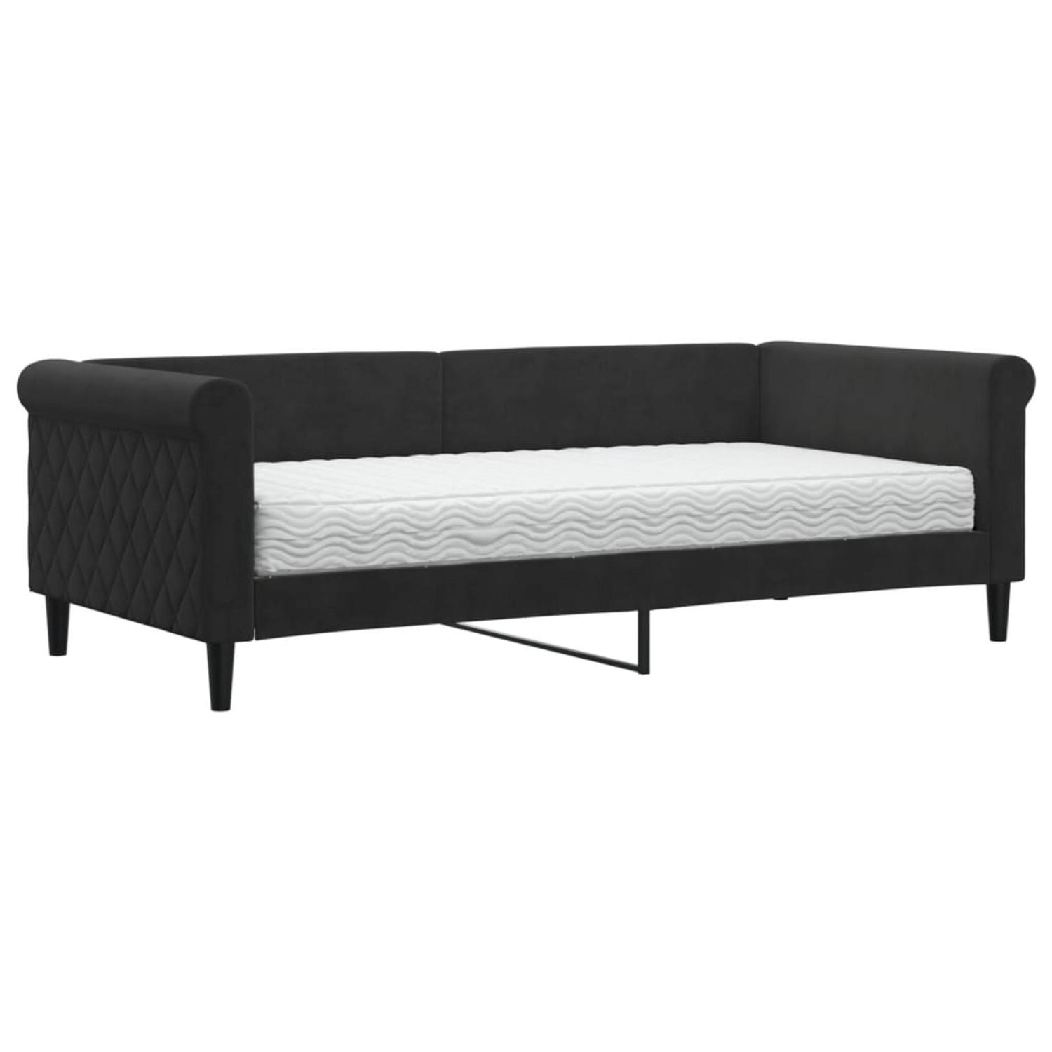 vidaXL Gästebett Gästebett Tagesbett mit Matratze Schwarz 90x190 cm Samt Be günstig online kaufen