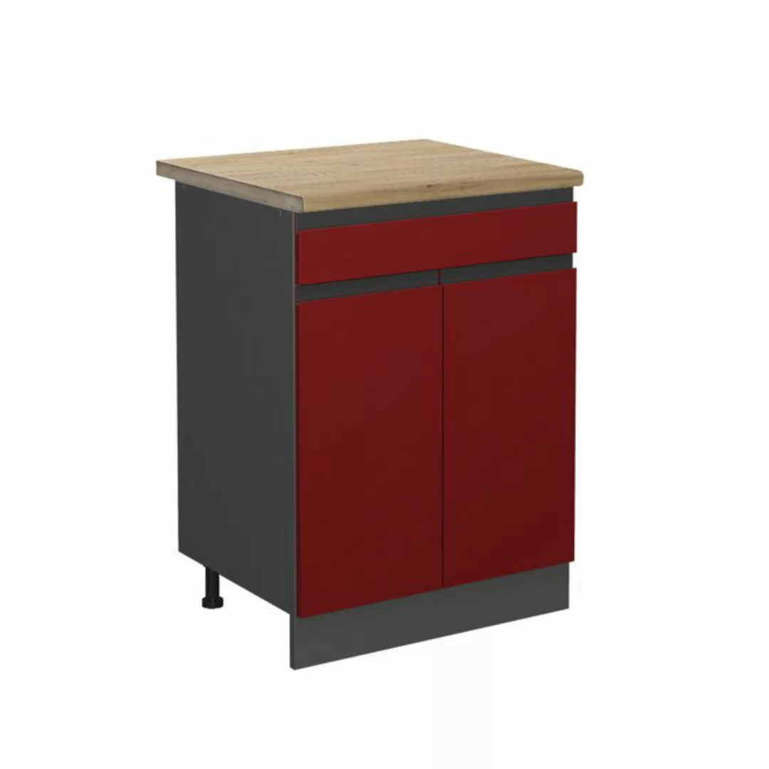 Vicco Unterschrank R-Line, Rot/Anthrazit, 60 cm, AP Eiche günstig online kaufen