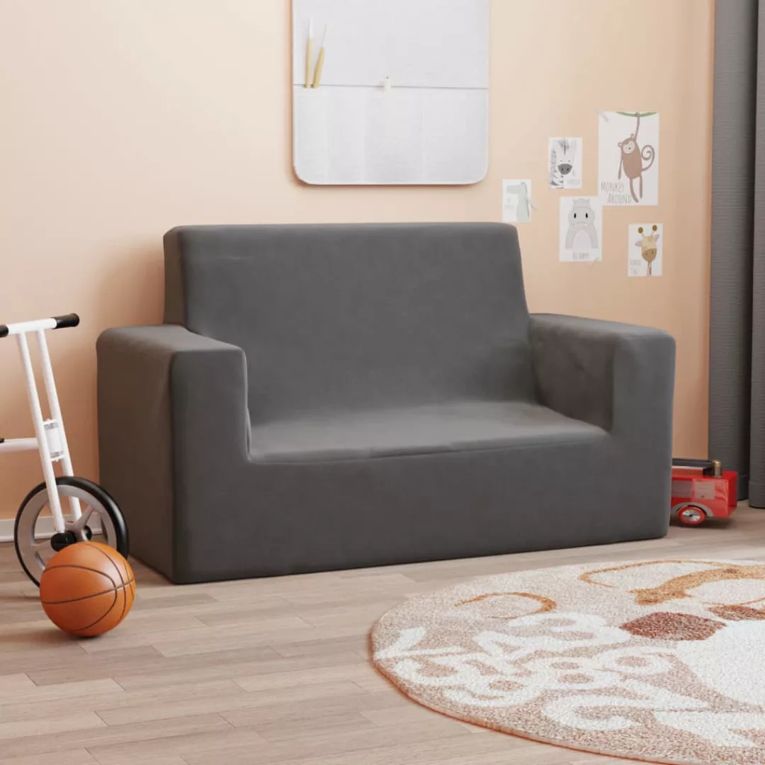 Vidaxl Kindersofa 2-sitzer Anthrazit Weich Plüsch günstig online kaufen