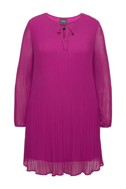 Ulla Popken Tunika Plissee-Bluse A-Linie V-Ausschnitt Langarm günstig online kaufen