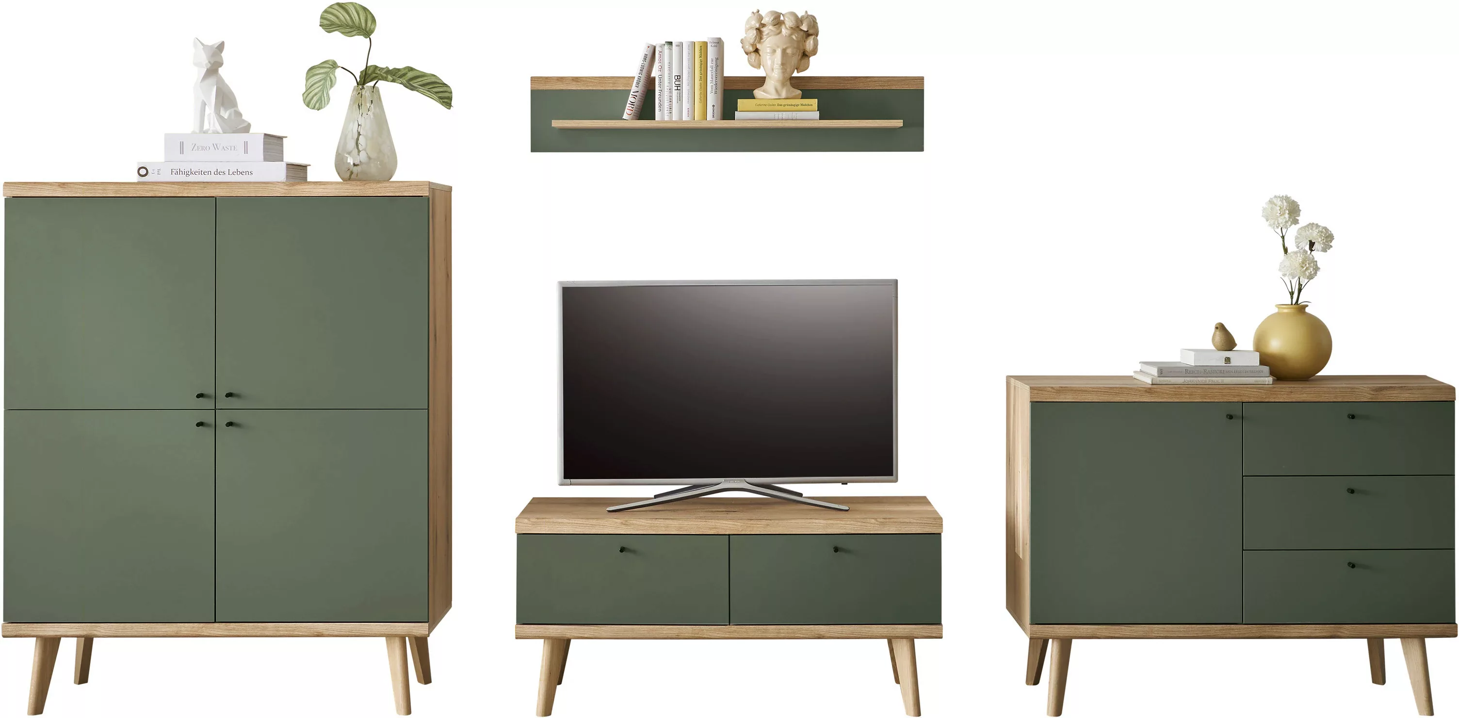 INOSIGN Wohnwand "MAVAS", (Set, 4 St.), in moderner Trendfarbe, Griffe aus günstig online kaufen