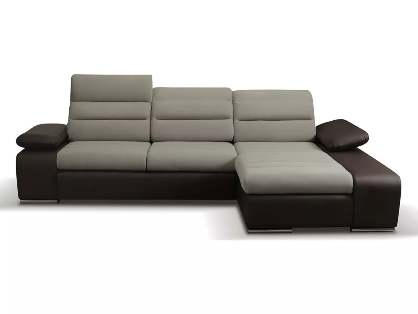 Ecksofa mit Schlaffunktion & Bettkasten - Ecke Rechts - Beige & Braun - MIR günstig online kaufen