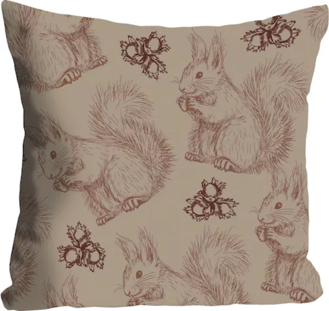 queence Dekokissen »Eichhörnchen«, (1 St.), mit Eichhörnchen und Nüssen, Ki günstig online kaufen