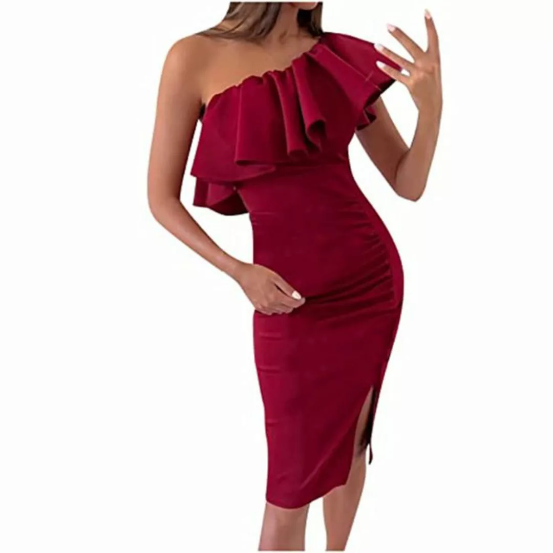 RUZU UG Dirndl Elegante Damen Partykleider - Sexy Solid Colour Wrap Hip Sli günstig online kaufen