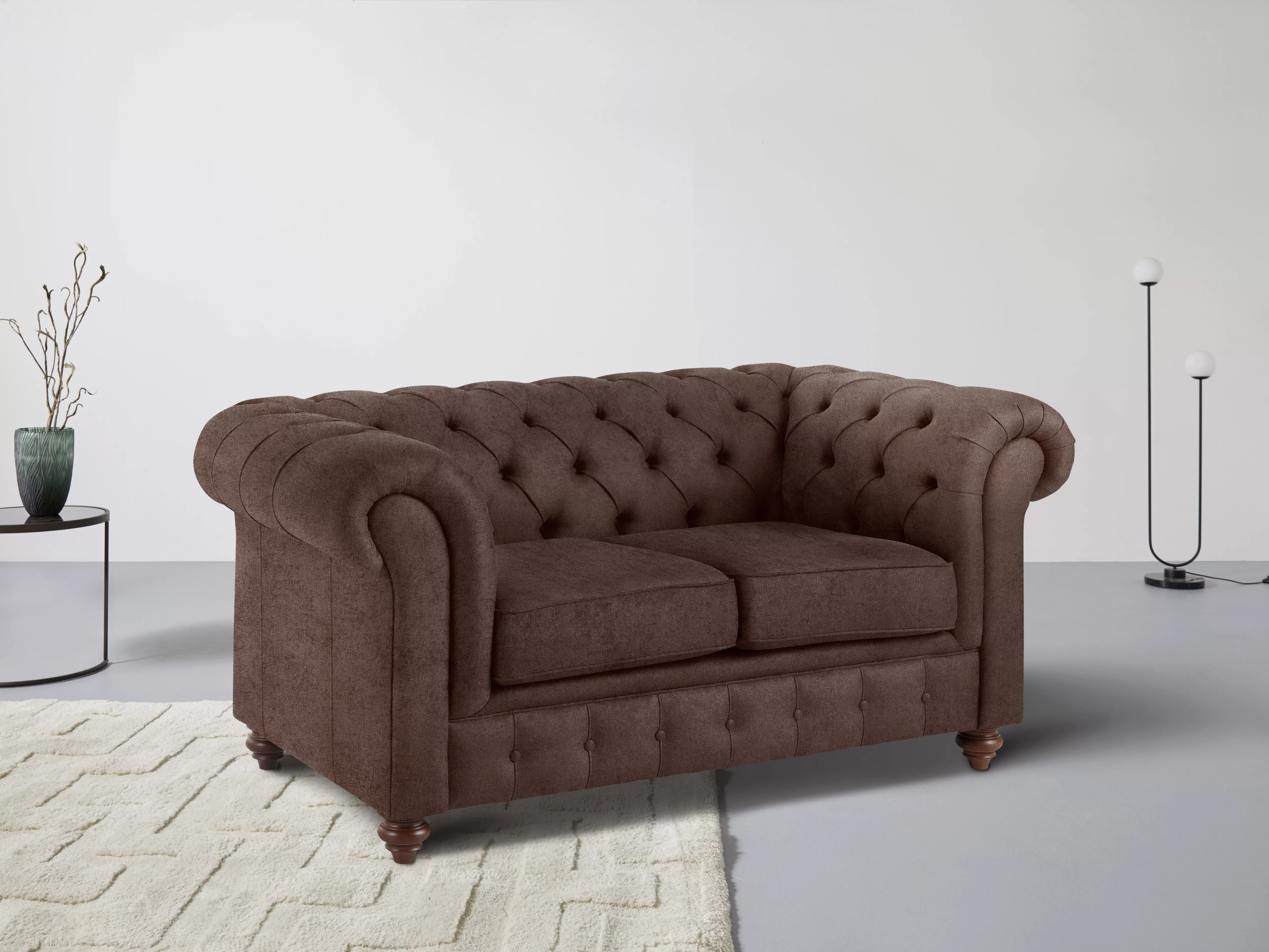 Home affaire Chesterfield-Sofa Chesterfield 2-Sitzer B/T/H: 150/89/74 cm, m günstig online kaufen