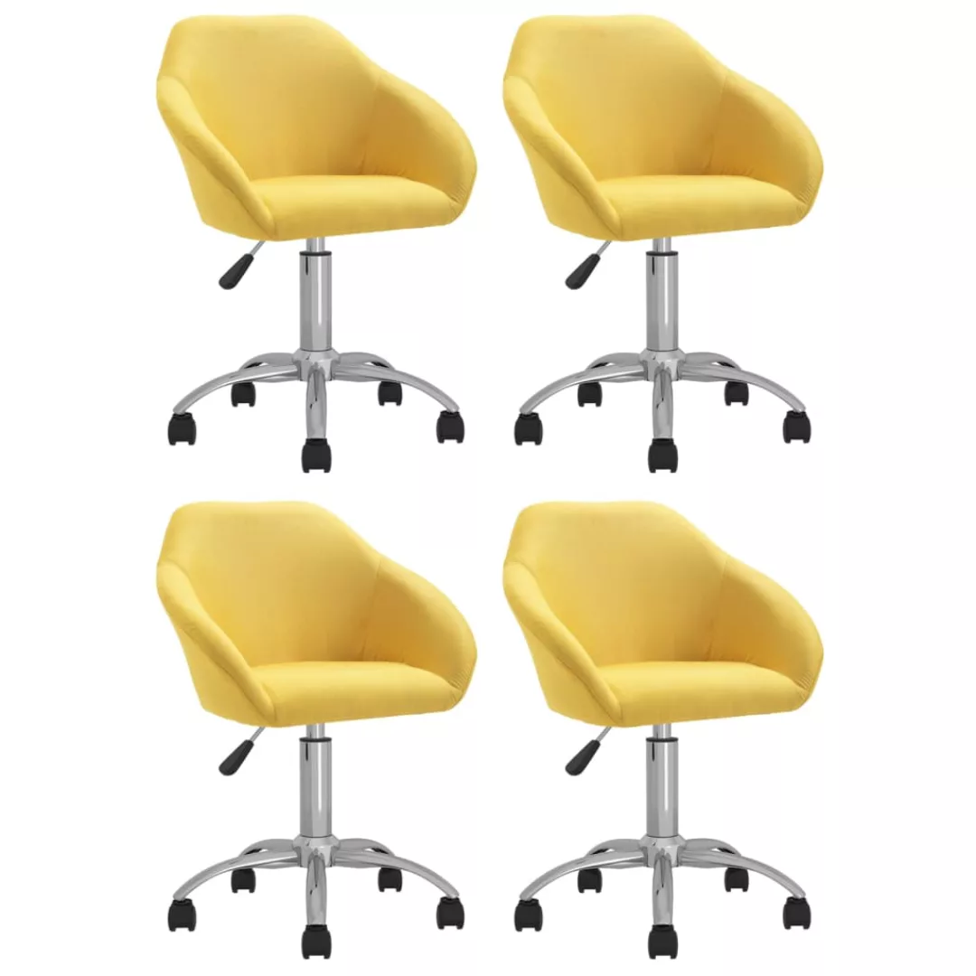 Esszimmerstühle 4 Stk. Drehbar Gelb Stoff günstig online kaufen