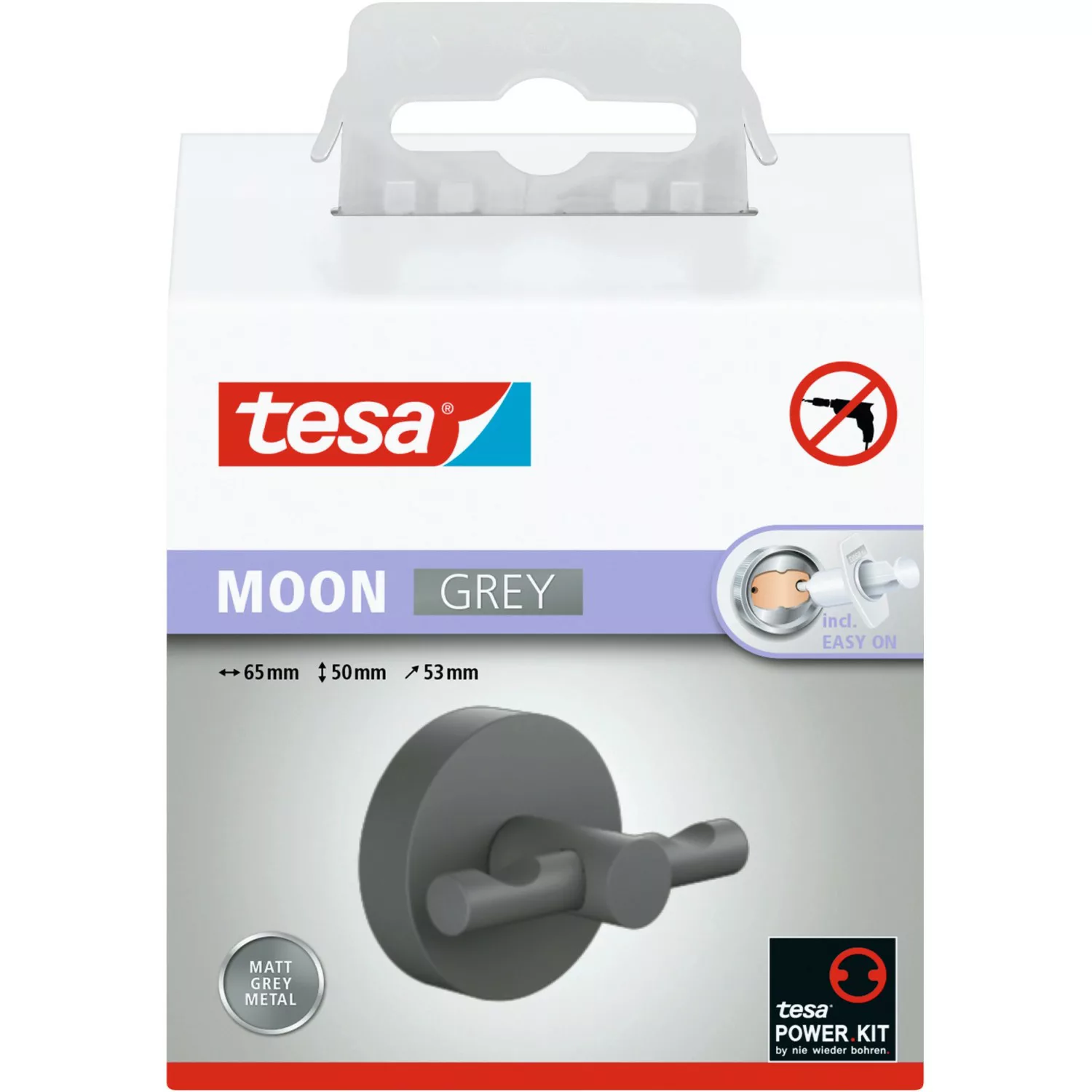 Tesa Moon Grey Bademantelhaken Grau Matt inkl. Klebelösung günstig online kaufen