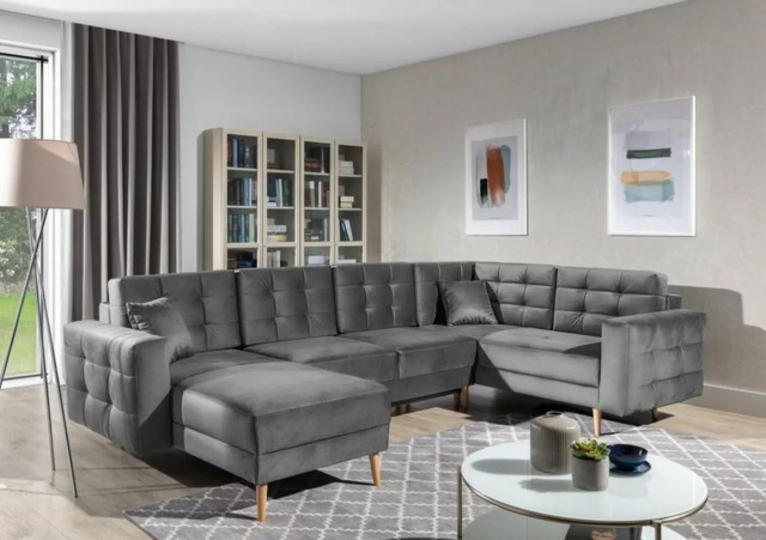 Luxusbetten24 Schlafsofa Designer Sofa Fjord U, mit Stauraum und Schlaffunk günstig online kaufen