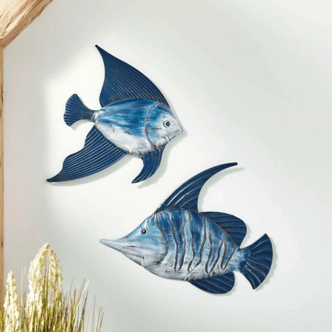 Home-trends24.de Wanddekoobjekt Metall Deko Fisch blau günstig online kaufen